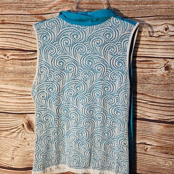 Swingdish sleeveless top teal/white women's XL pre-owned - Picture 2 of 4